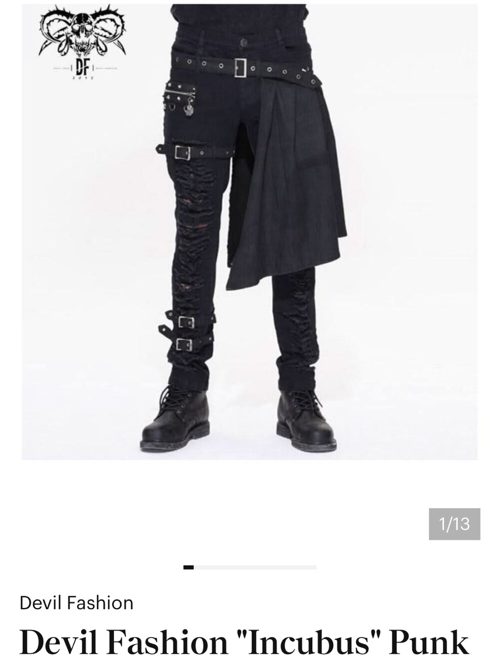 Devil Fashion Incubus Punk Cargo Kilt Pants - Black
